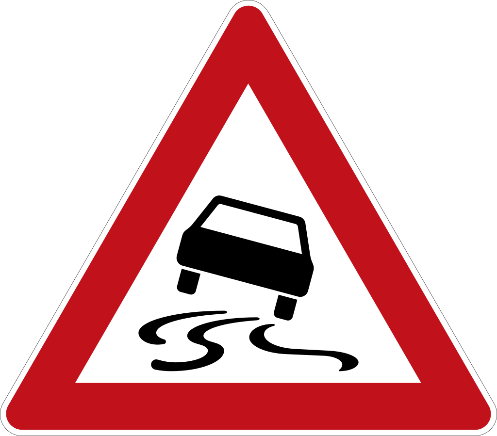 „Schleudergefahr bei Nässe“ (VZ 114)